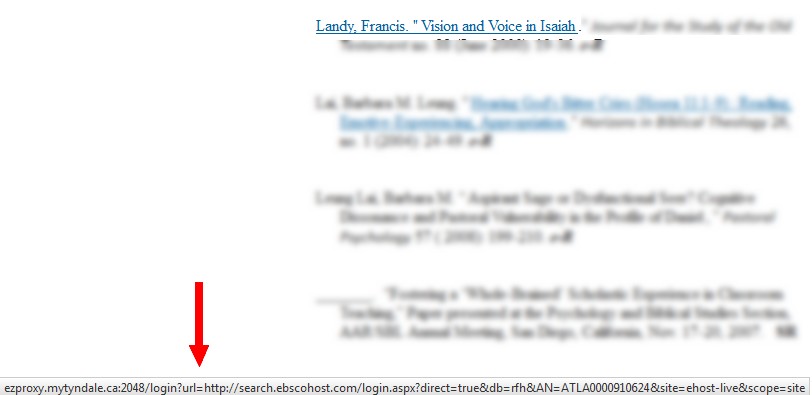 Ebsco article link as seen in status bar of browser