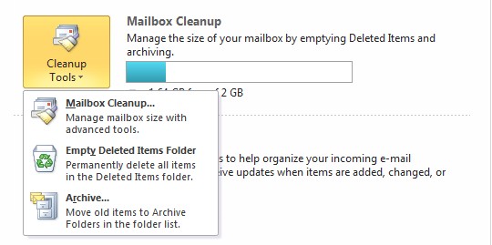 how to find outlook mailbox size