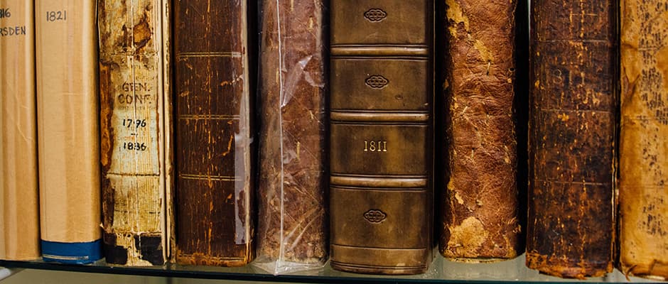 Old books on a shelf