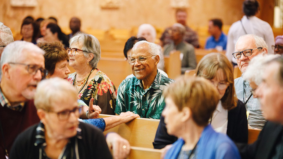 Tyndale Alumni mingling in the Chapel