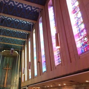 View of the chapel stained glass windows