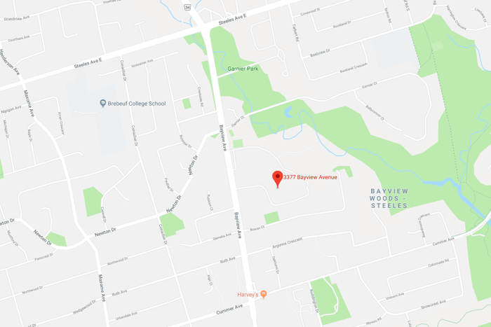 Map to Tyndale, 3377 Bayview Ave. Toronto Ontario