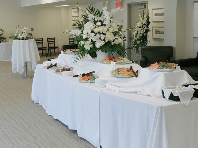 a section of food laid out for an event