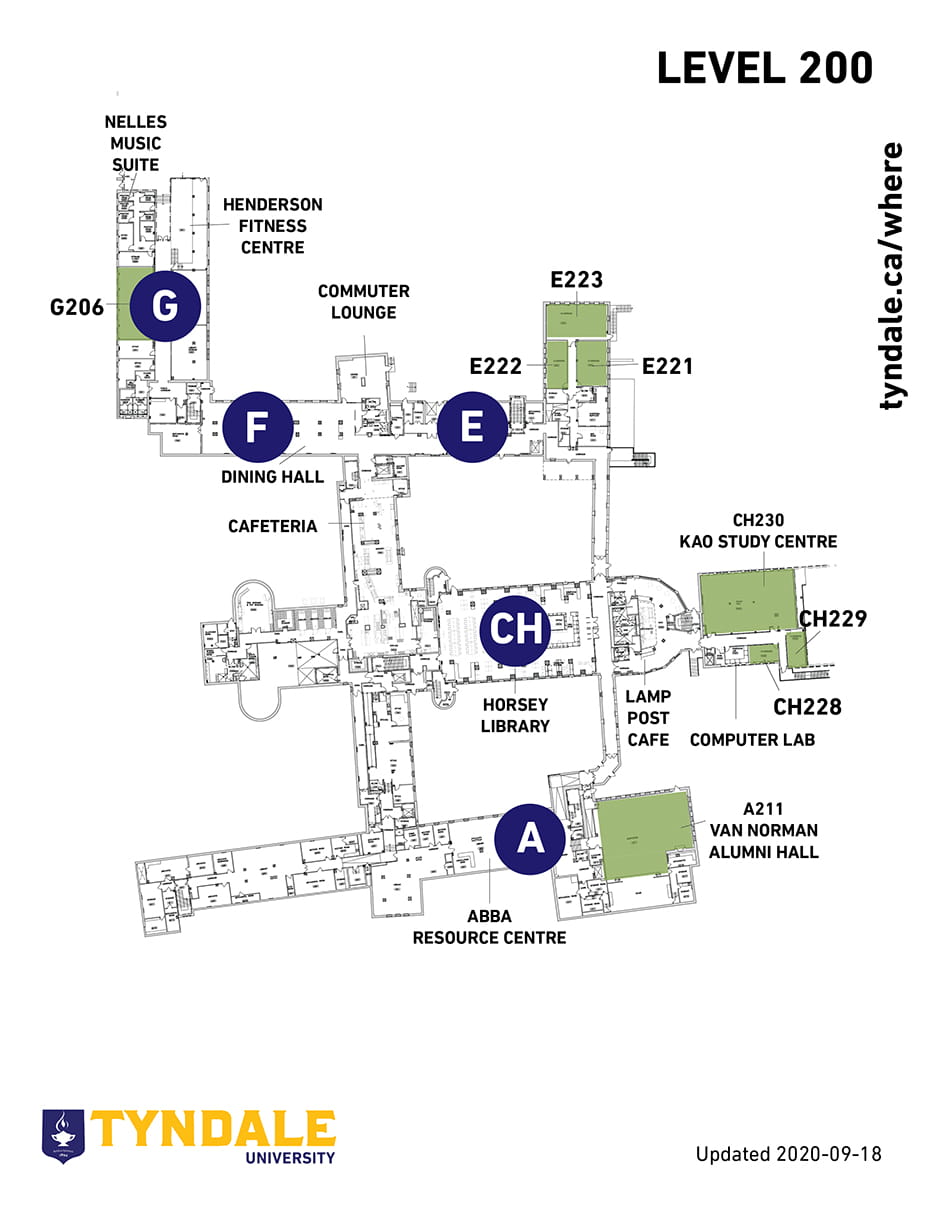 Map of Tyndale Campus Level 200