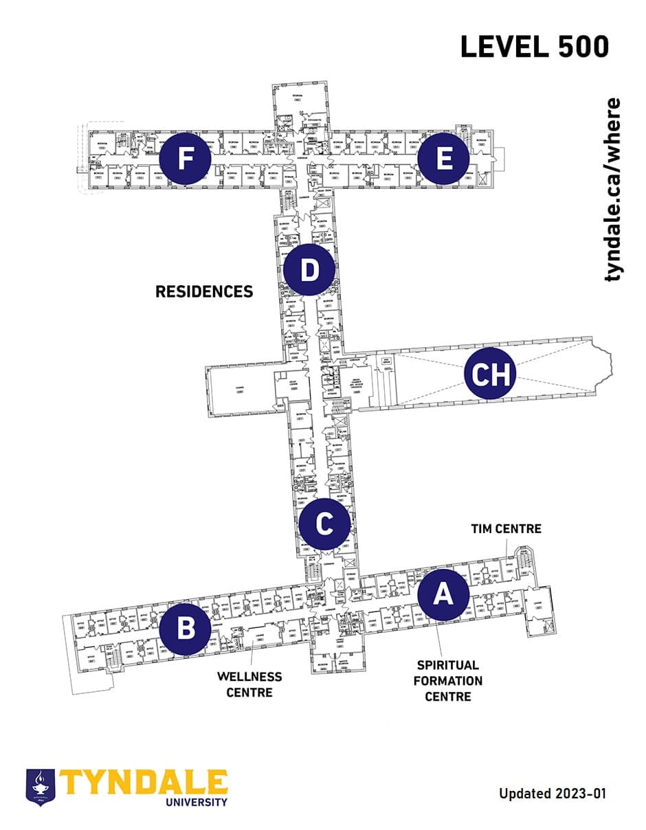 Map of Tyndale Campus Level 500