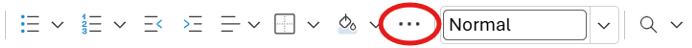 the condensed version of the top of online Word. The 3 dots that open to the paragraph setters are circled in red.