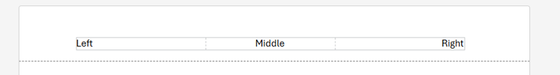 The header section on online Word. It shows the potential Left, Middle, and Right alignment options that you can type on.
