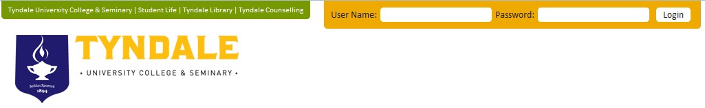 mytyndale.ca website username and password fields next to logo at top of page