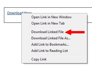 Safari right-click menu options with "Download Linked File" highlighted