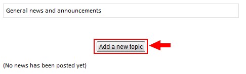 Screenshot of forum page with "Add a new topic" button highlighted