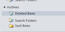 Outlook Archives folders menu