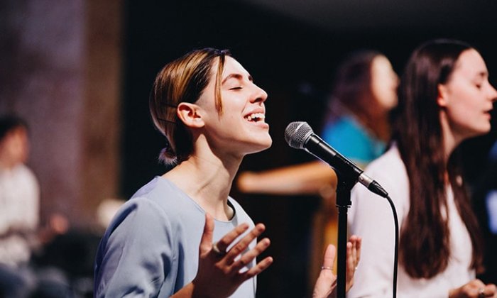Woman worshiping
