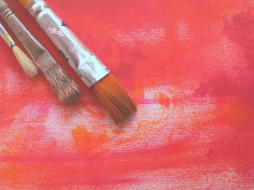 artists brush on canvas