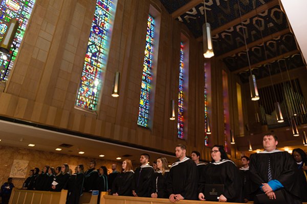 Graduates in the pews