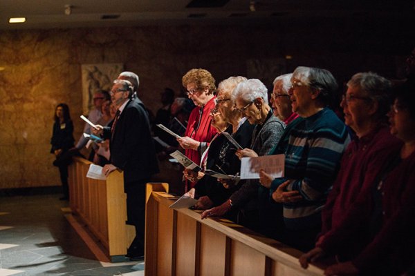 The audience singing along