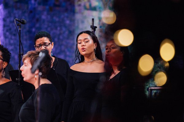 A Tyndale Community Choir member singing