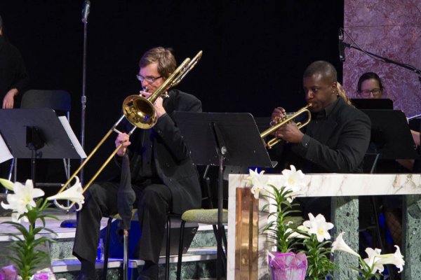 The orchestra brass musicians