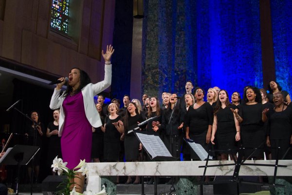 Dr. Davis singing with the TCC choir
