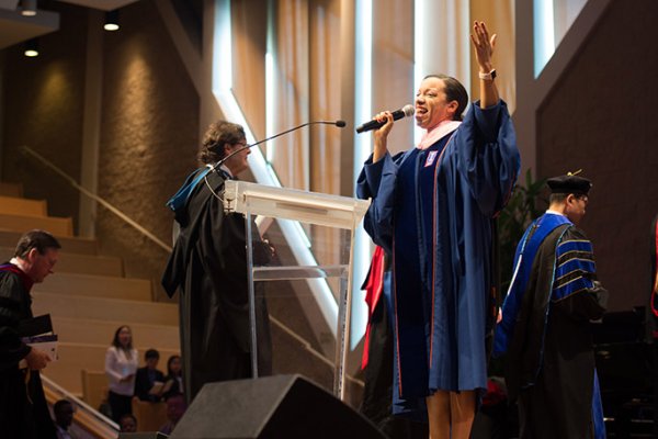 Dr. Melissa Davis leading worship