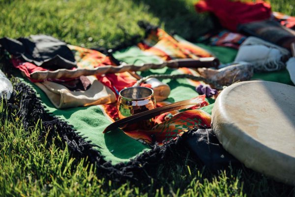Items layed out of a mat