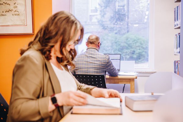 Students studying in the library