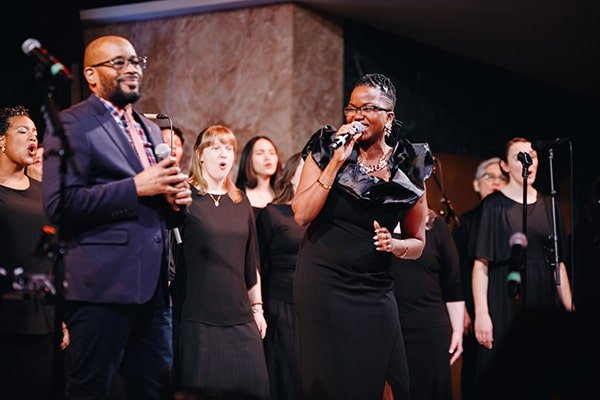 Saj singing with choir