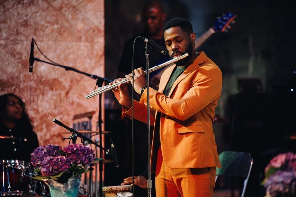 Flute player on stage