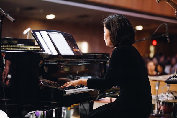 Piano player on stage