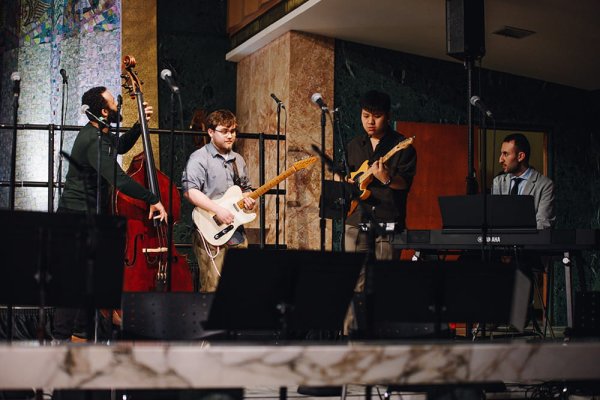 Guitar players on stage