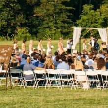 an outdoor wedding on the Tyndale Campus